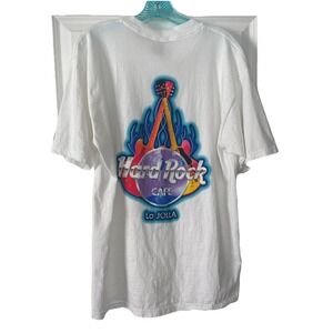 Hard Rock Cafe White Heavy Tee Shirt La Jolla LARGE Combed Cotton HRC Rock nRoll